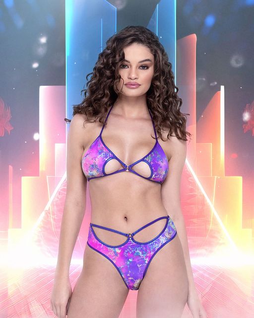 Keyhole triangle top rave outfit, view 1